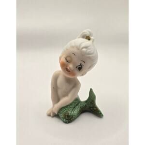 Rare Mcm Bradley Kenmar Bisque Ceramic Mermaid made in Japan